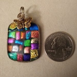 Multi colored enamel/glass Butterfly wired pendant